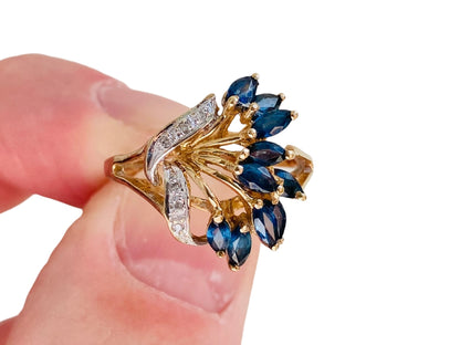Vintage 9ct Gold Sapphire & Diamond Ring