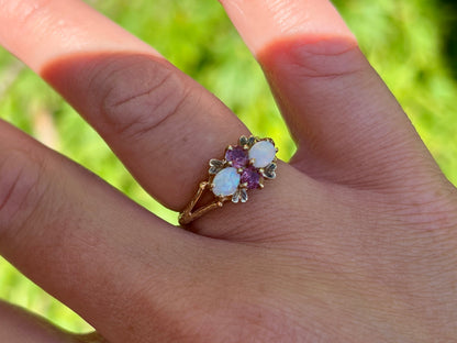 Vintage 9ct Gold Opal & Ruby Ring