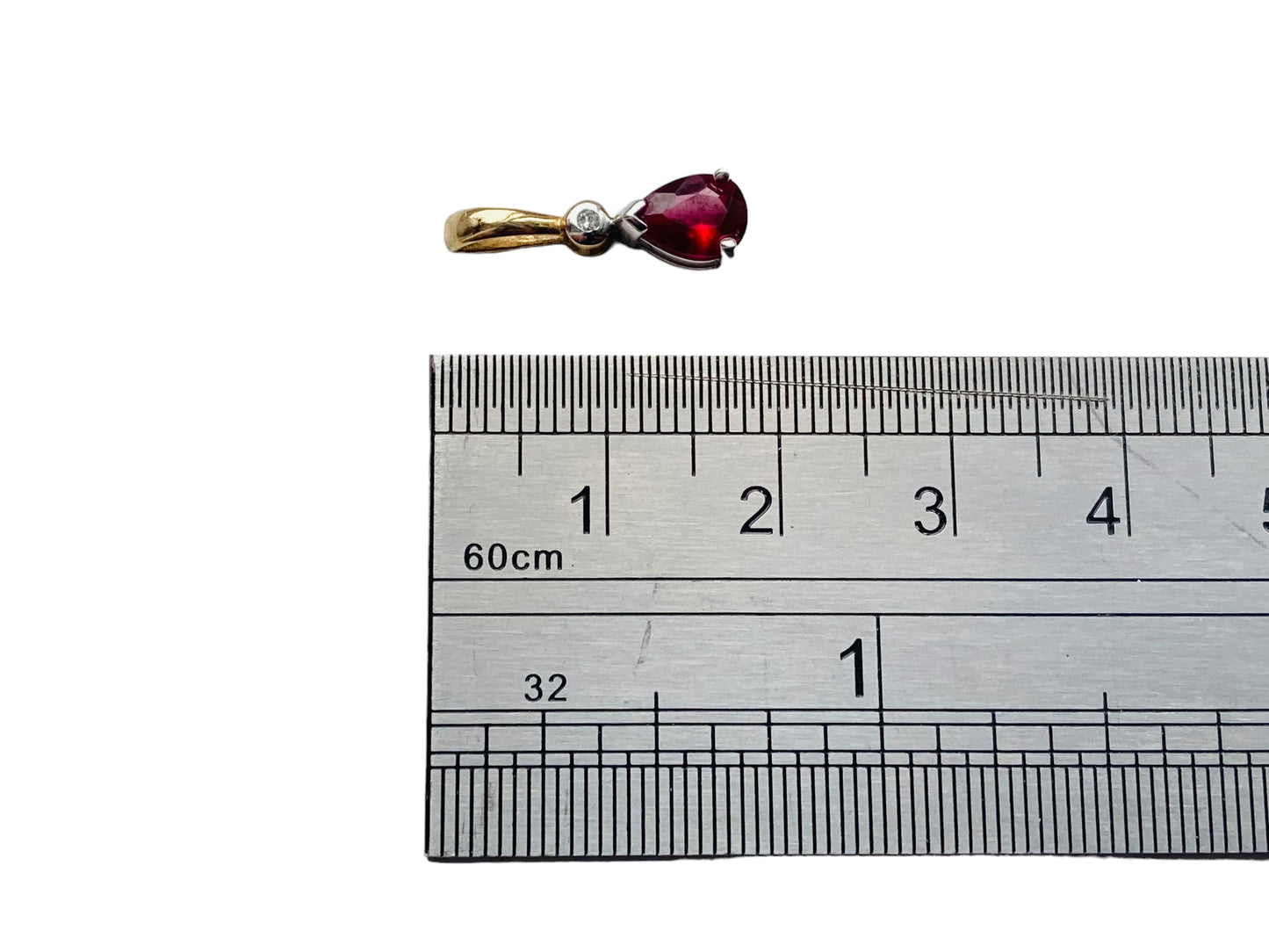 9ct Gold Synthetic Ruby & Diamond Pendant