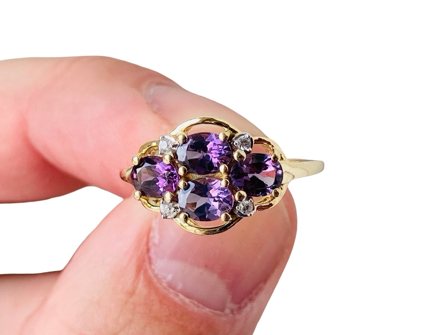 9ct Gold Purple Spinel & Zircon Ring