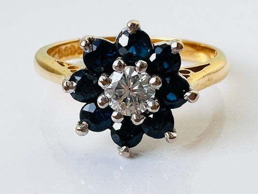 Vintage 18ct Gold Sapphire & Diamond Ring