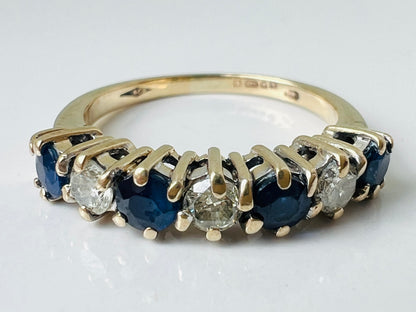 Vintage 9ct Gold Sapphire & Diamond Ring