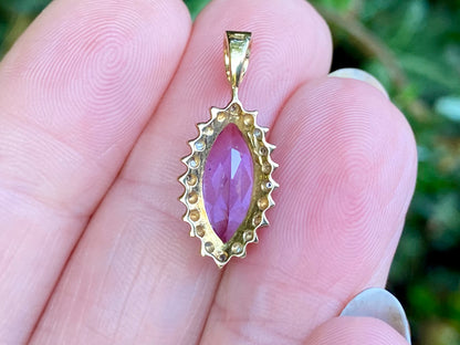 9ct Gold Amethyst & Diamond Pendant