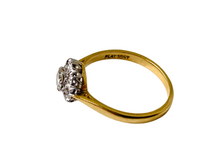 Vintage 18ct Gold & Platinum Diamond Cluster Ring