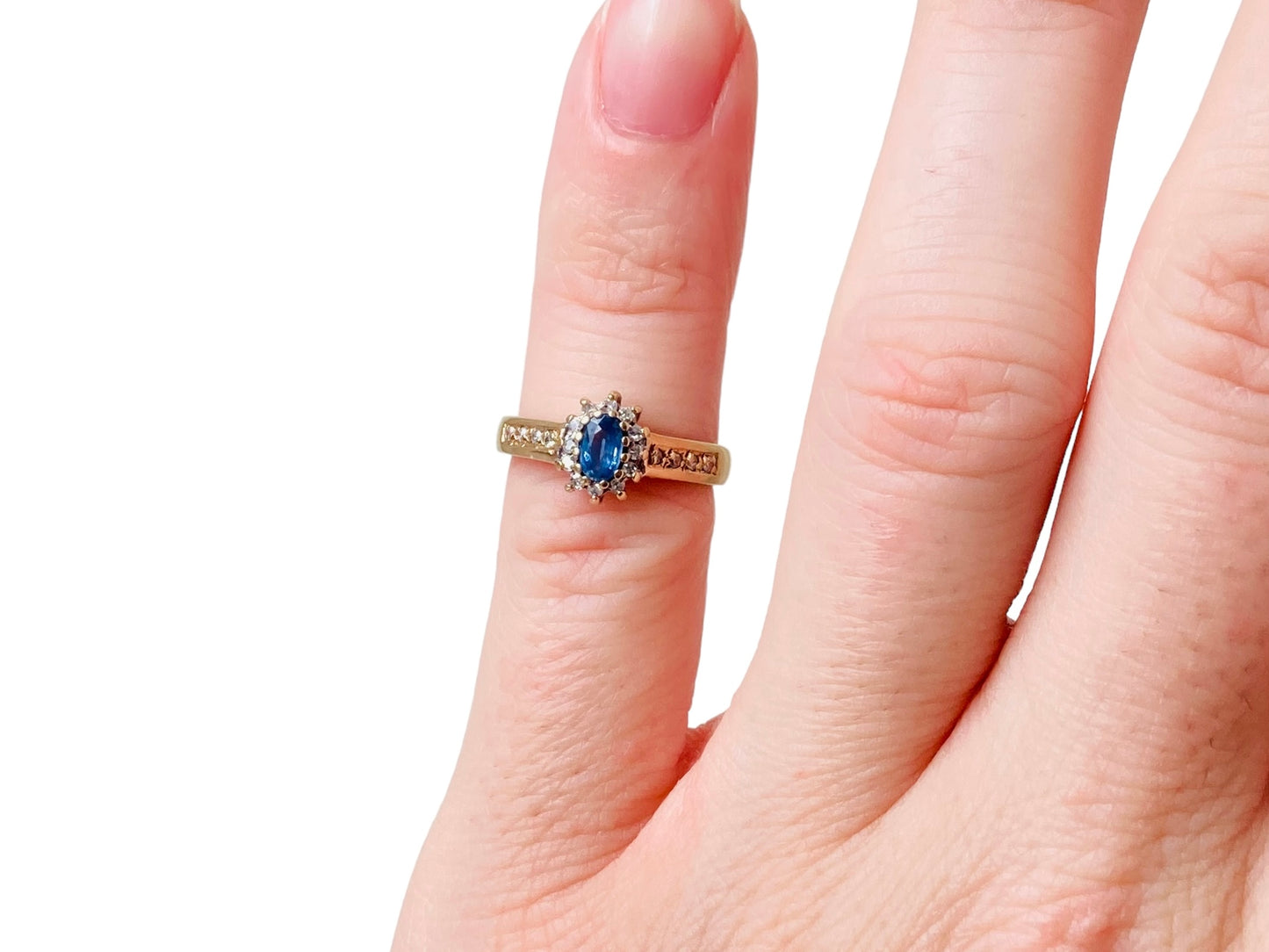 Vintage 9ct Gold Sapphire & Diamond Ring