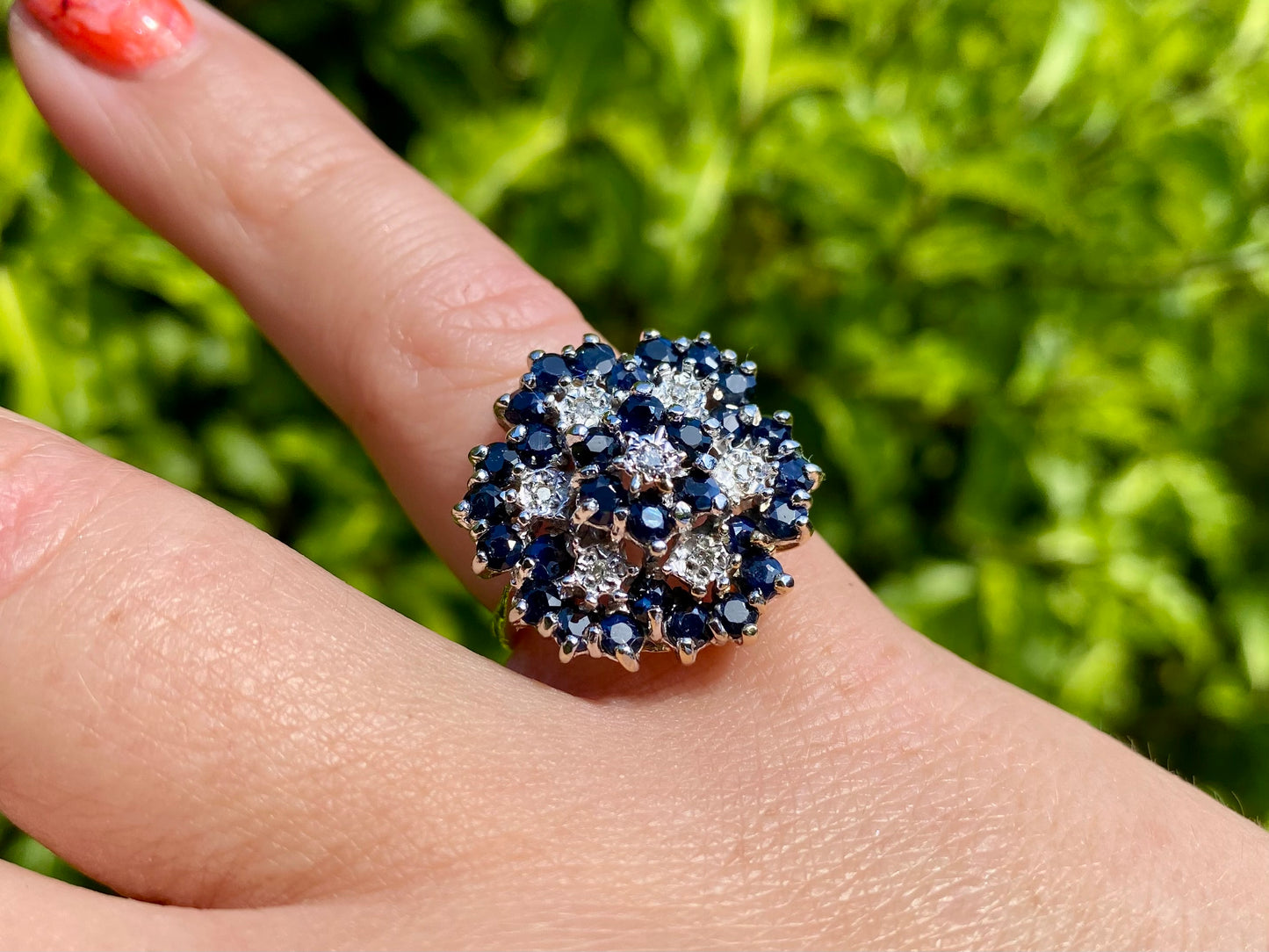 Vintage 9ct Gold Sapphire & Diamond Ring