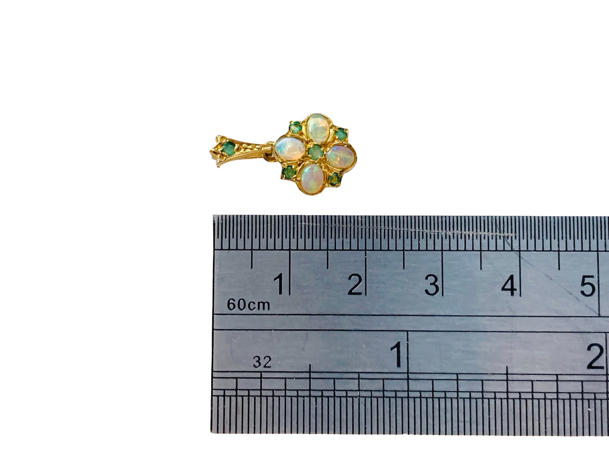 9ct Gold Opal & Emerald Pendant