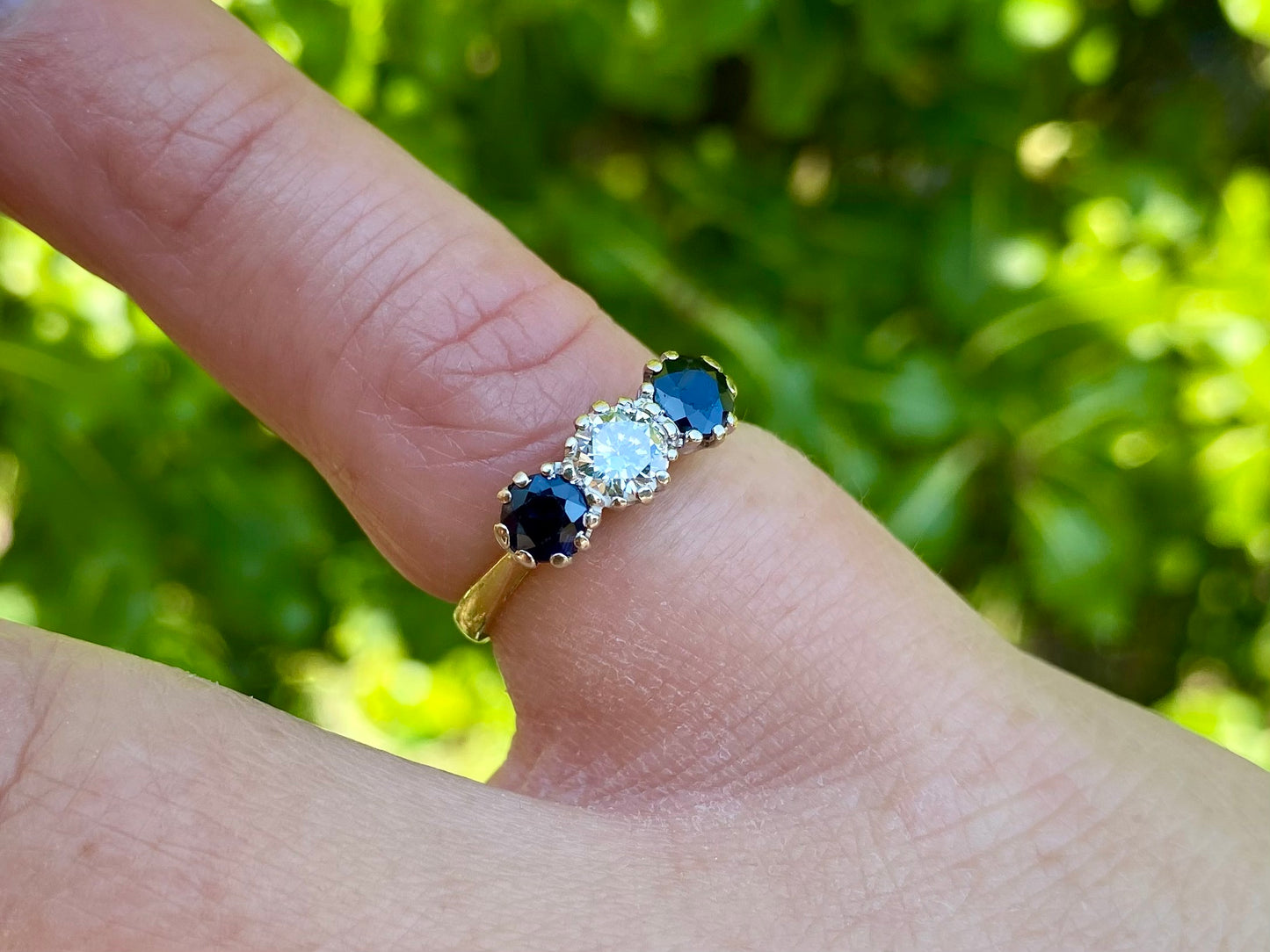 18ct Gold Sapphire & Diamond Trilogy Ring