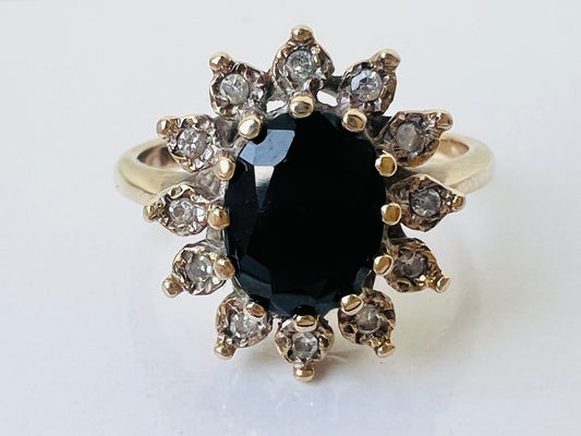 Vintage 9ct Gold Sapphire & Diamond Ring