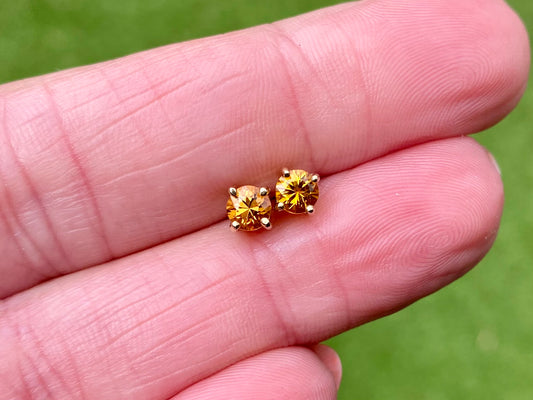 9ct Gold Orange Sapphire Earrings