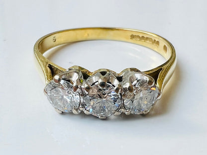 18ct Gold Three-Stone 0.68ct Diamond Ring