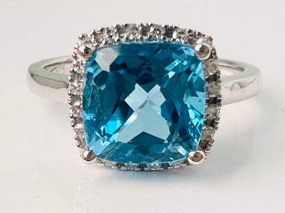 9ct Gold Topaz & Diamond Halo Ring