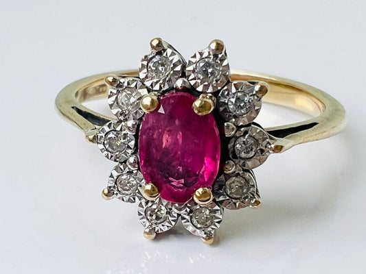 9ct Gold Ruby & Diamond Ring