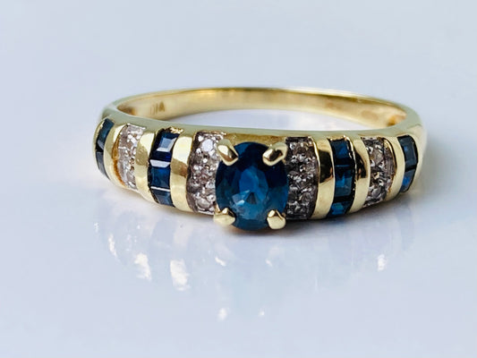 14ct Gold Sapphire & Diamond Ring