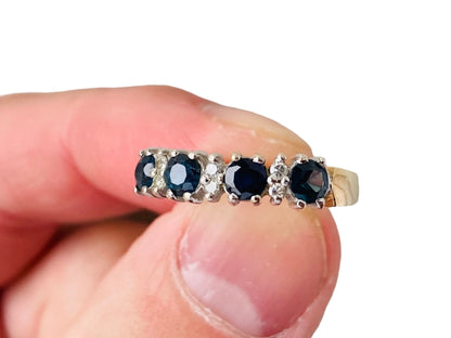 Vintage 9ct Gold Sapphire & Diamond Ring