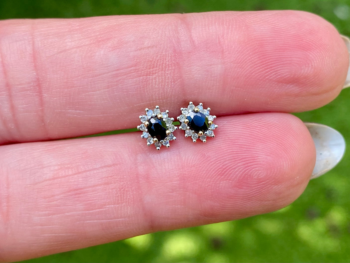 9ct Gold Sapphire & Diamond Earrings