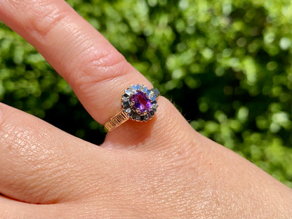 9ct Gold Amethyst & Diamond Ring
