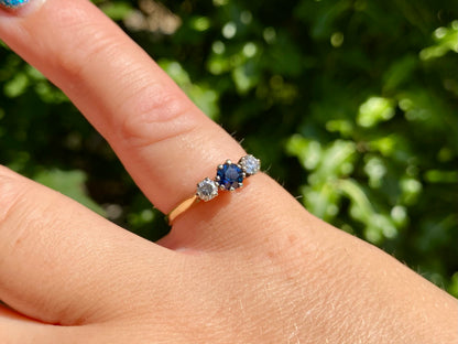 18ct Gold Sapphire & Diamond Trilogy Ring