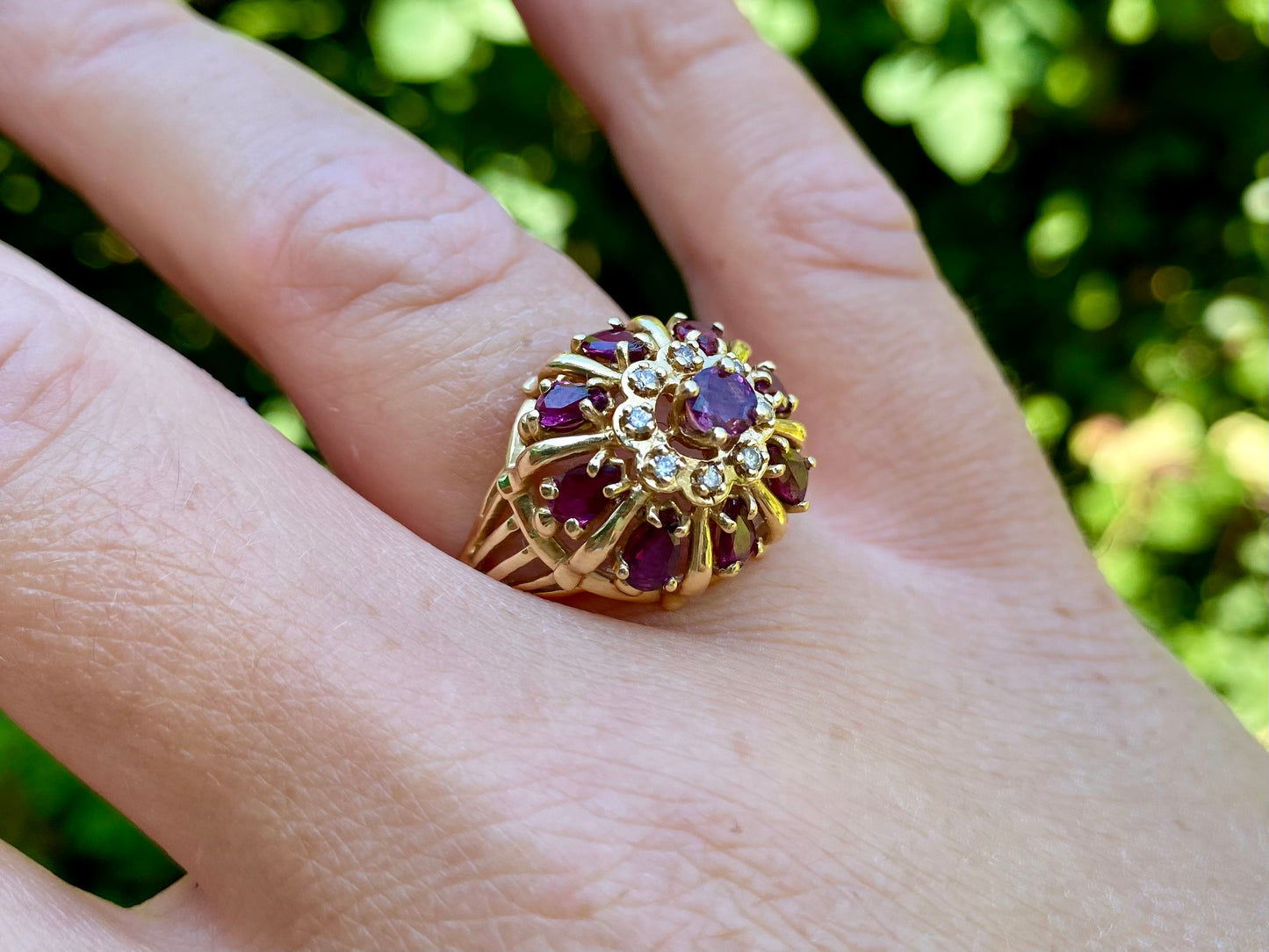 Vintage 14ct Gold Ruby & Diamond Ring
