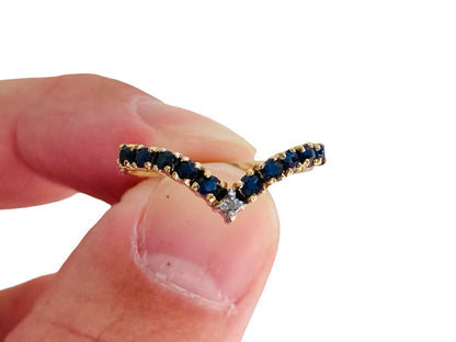 9ct Gold Sapphire & Diamond Wishbone Ring