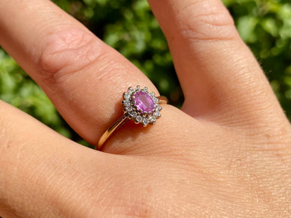 9ct Gold Pink Sapphire & Diamond Ring