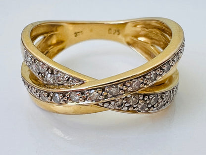 9ct Gold Diamond Crossover Ring