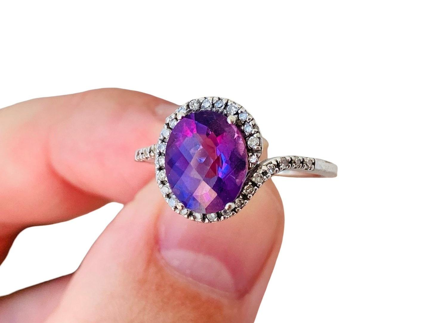 9ct Gold Amethyst & Diamond Ring