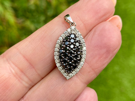 9ct Gold Black & White Diamond Pendant