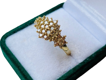 9ct Gold Champagne Diamond Cluster Ring