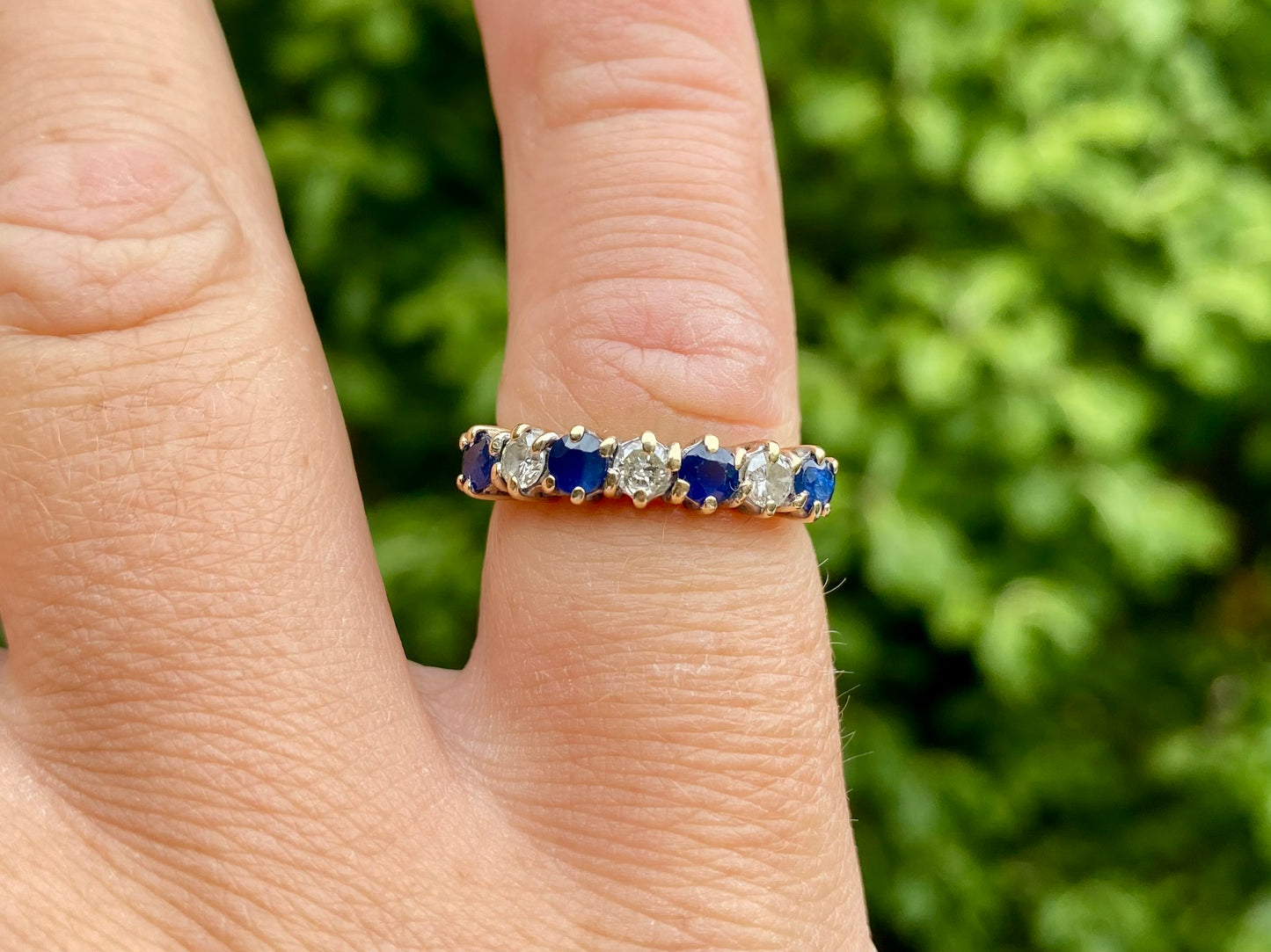 Vintage 9ct Gold Sapphire & Diamond Ring