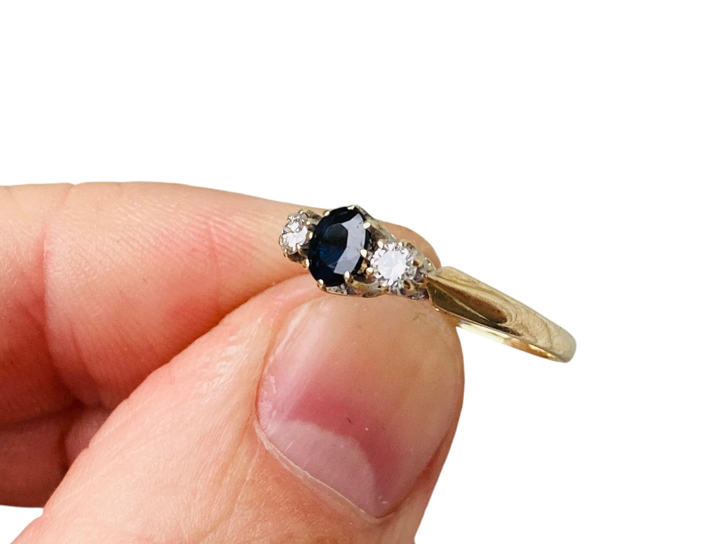 9ct Gold Sapphire & Diamond Trilogy Ring