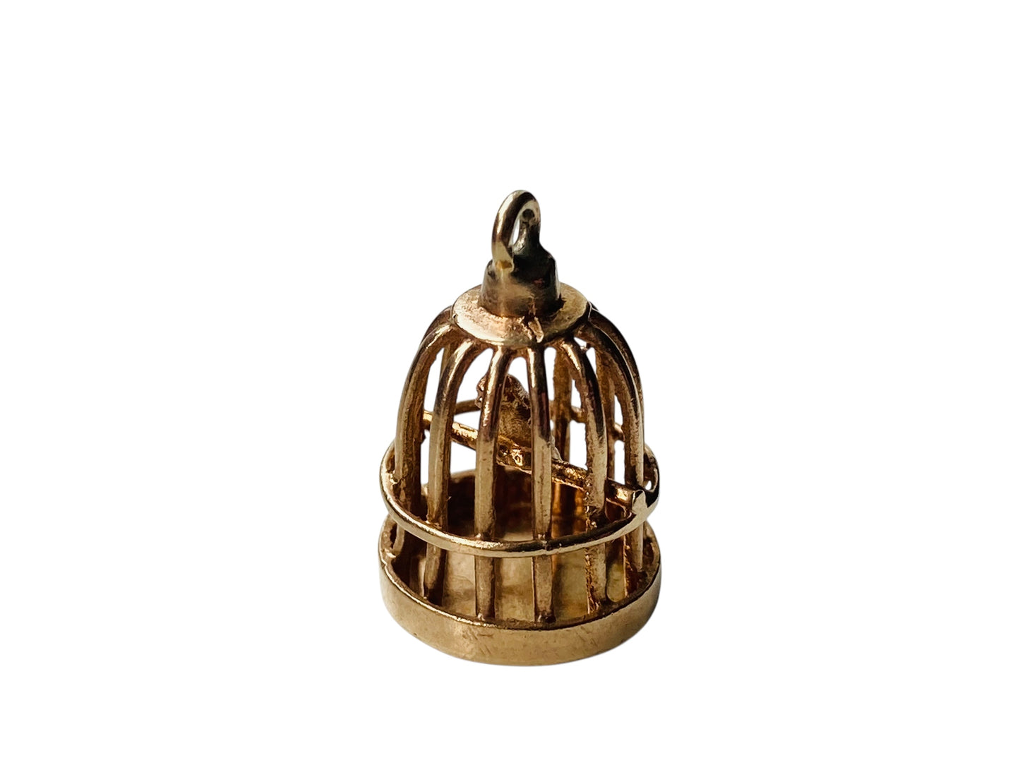 Vintage 9ct Gold Bird In Cage Pendant