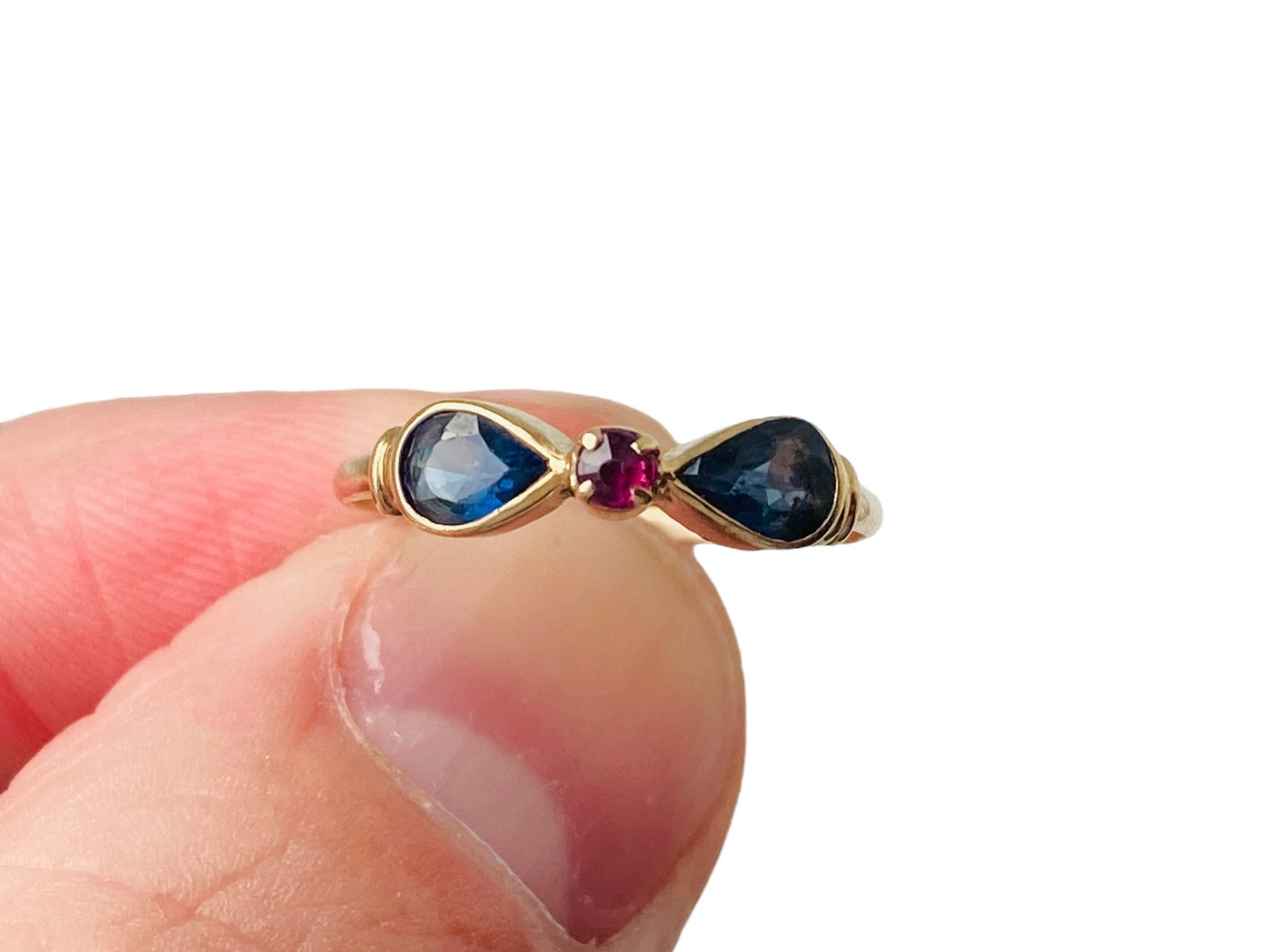 Vintage 9ct Gold Sapphire & Ruby Ring