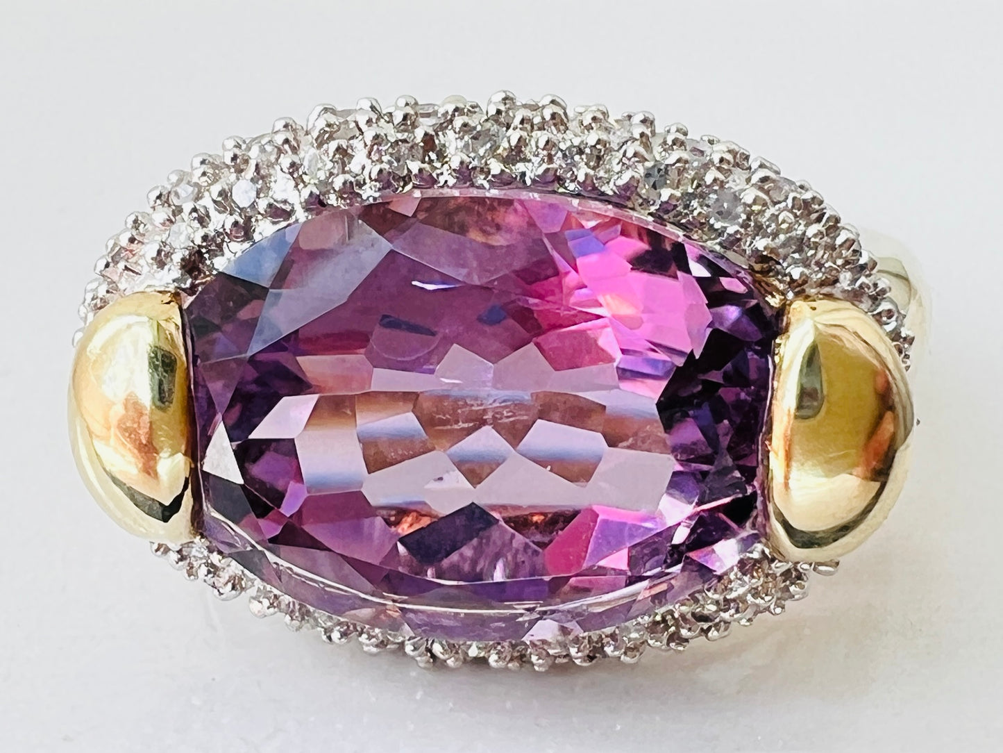 9ct Gold Amethyst & Diamond Ring