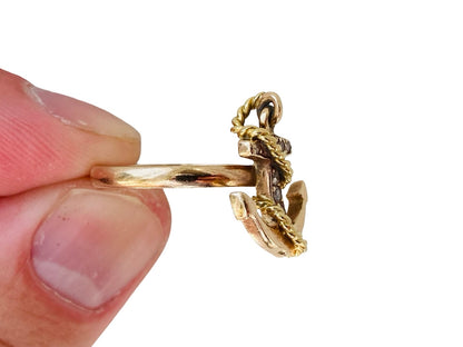 Vintage 9ct Gold Diamond Anchor Ring
