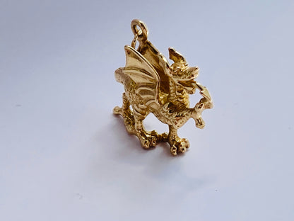 9ct Gold Welsh Dragon Charm or Pendant