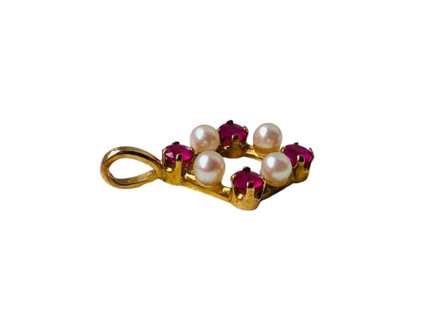 9ct Gold Ruby & Pearl Pendant