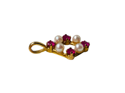 9ct Gold Ruby & Pearl Pendant