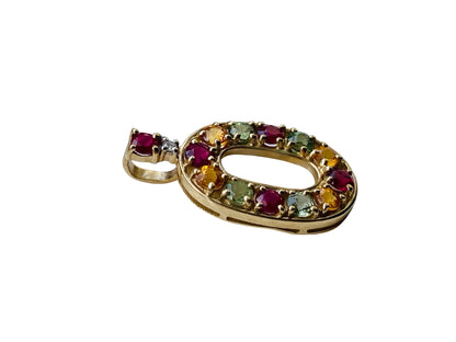 9ct Gold Ruby, Sapphire & Diamond Pendant