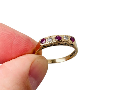 Vintage 9ct Gold Ruby & Diamond Ring