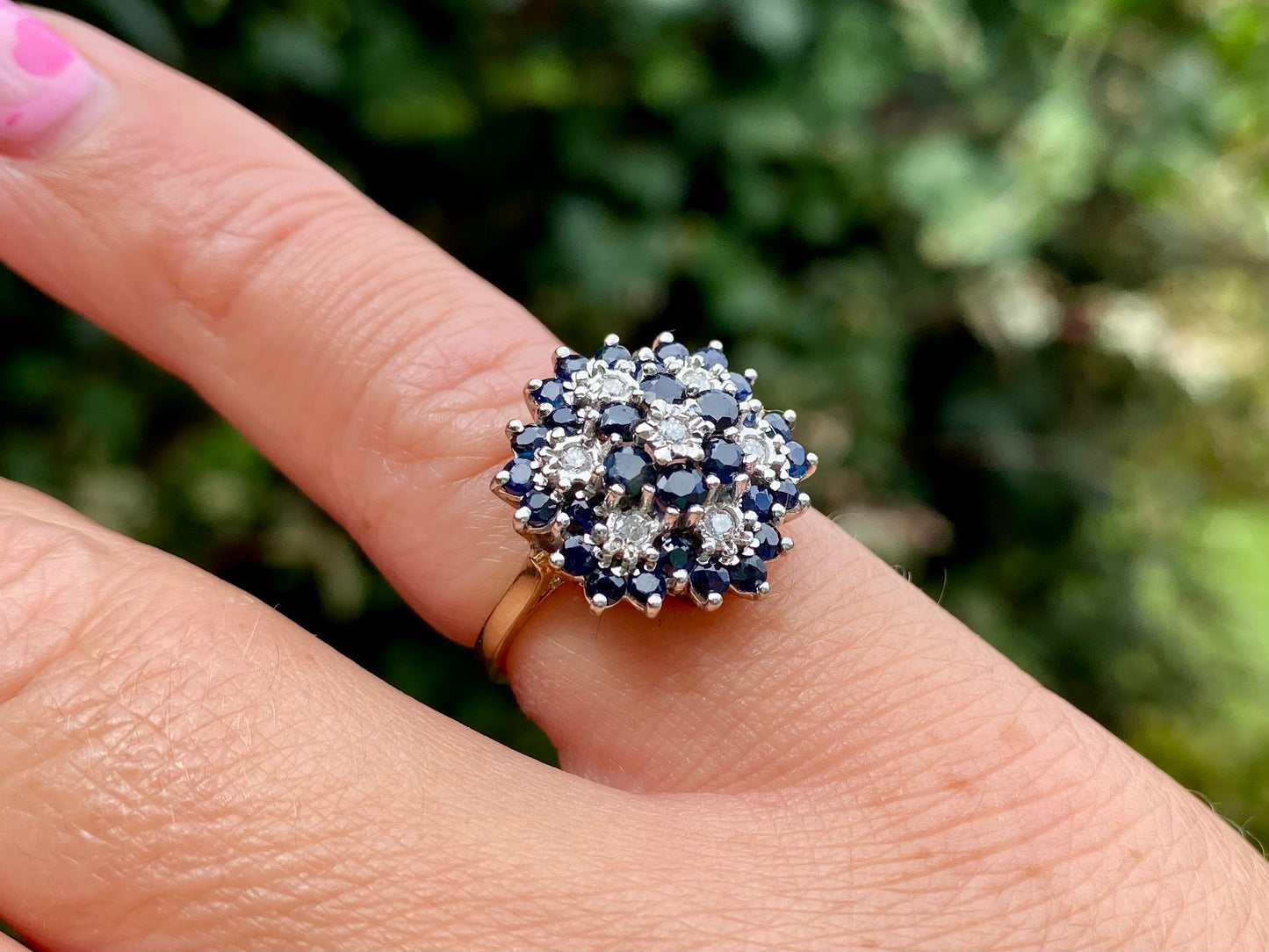Vintage 9ct Gold Sapphire & Diamond Ring