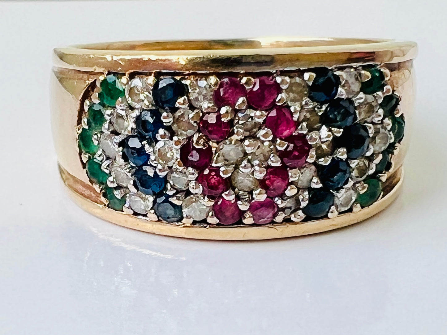 Vintage 9ct Gold Multi-Gemstone Ring