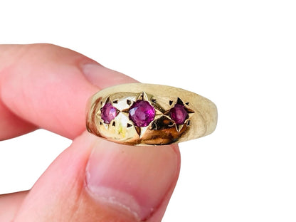 Vintage 9ct Gold Ruby Starburst Ring