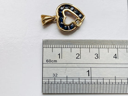 9ct Gold Sapphire & Diamond Heart Pendant