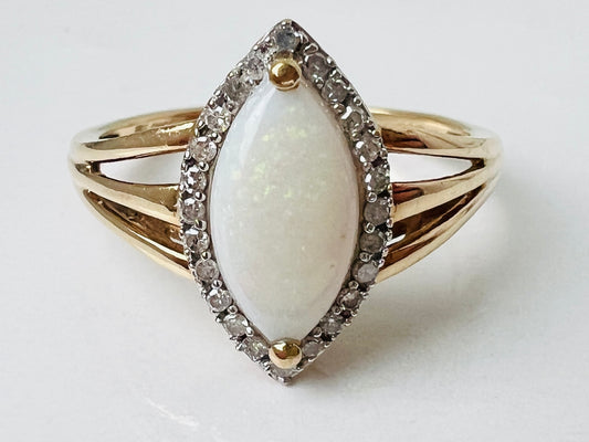 9ct Gold Opal & Diamond Ring