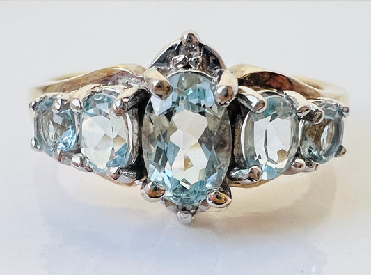 9ct Gold Topaz & Diamond Ring