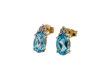 9ct Gold Topaz & Diamond Earrings
