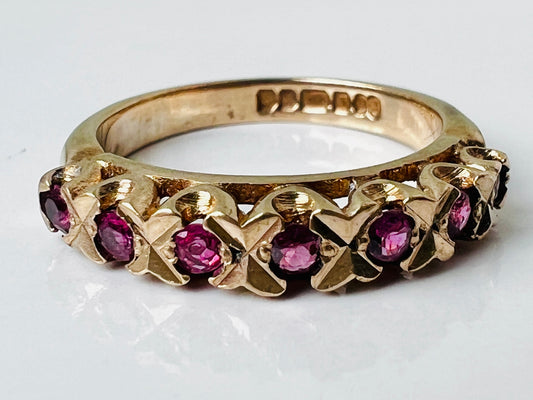 Vintage 9ct Gold Ruby Band Ring