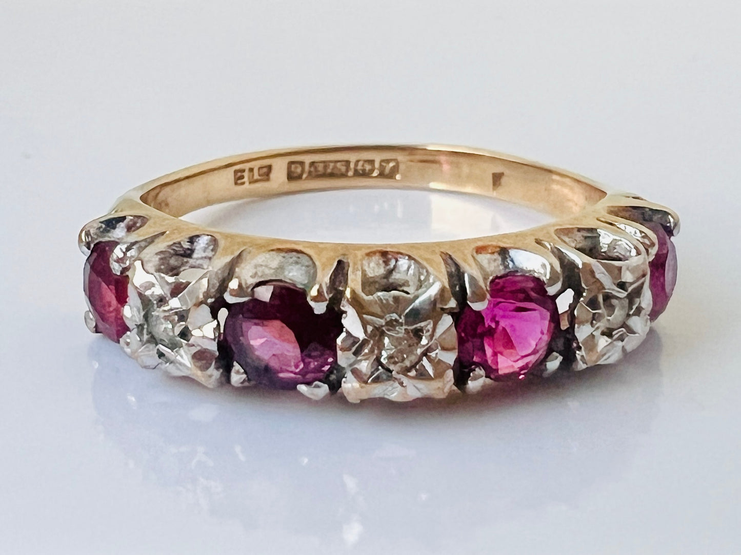 Vintage 9ct Gold Ruby & Diamond Ring