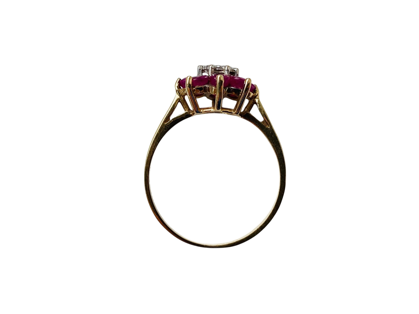 9ct Gold Ruby & Diamond Daisy Ring